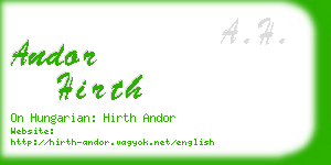 andor hirth business card